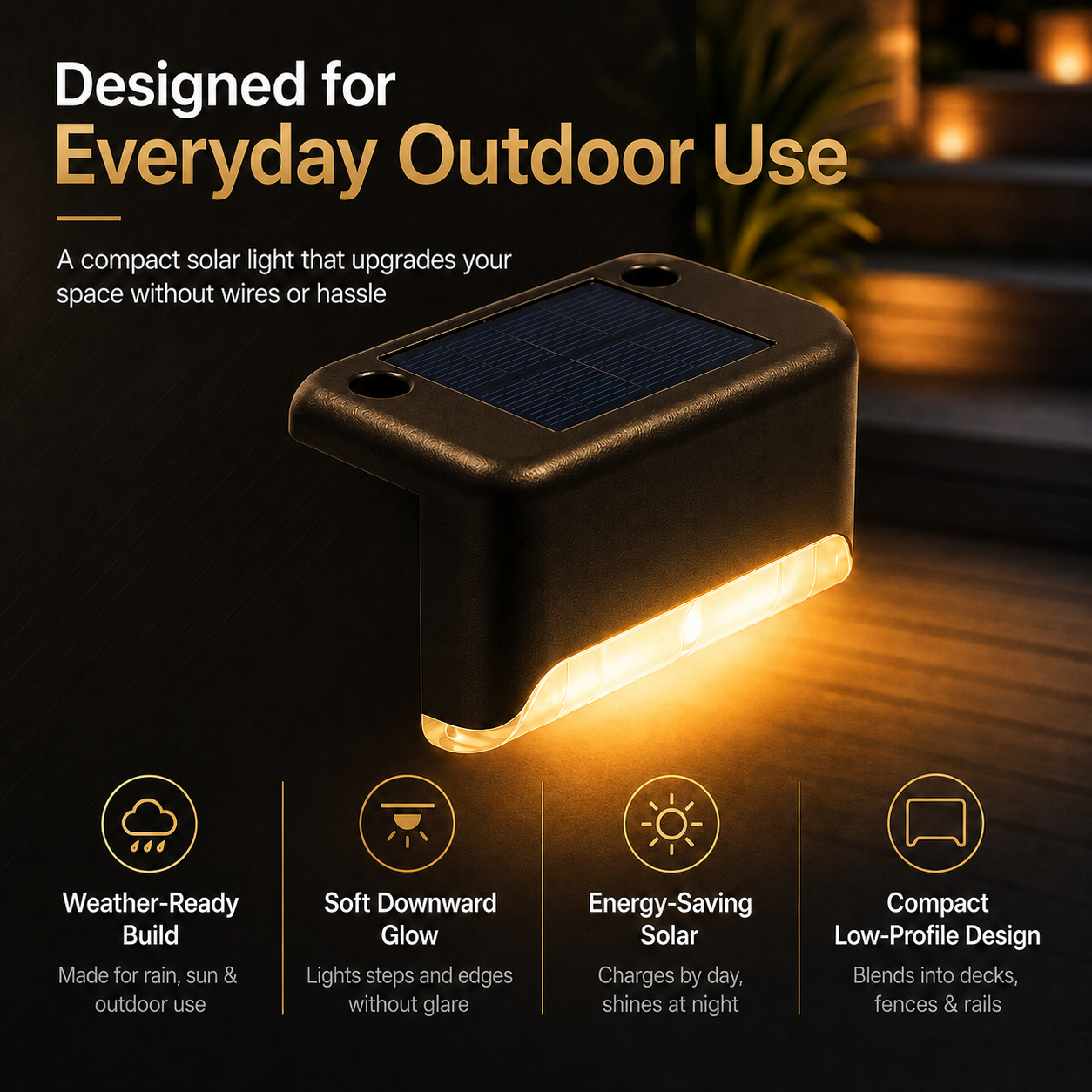 π₯ Last Day Deal: Buy 4 Get 8 Free β Waterproof Solar Deck Lights for Fence, Patio & Stairs