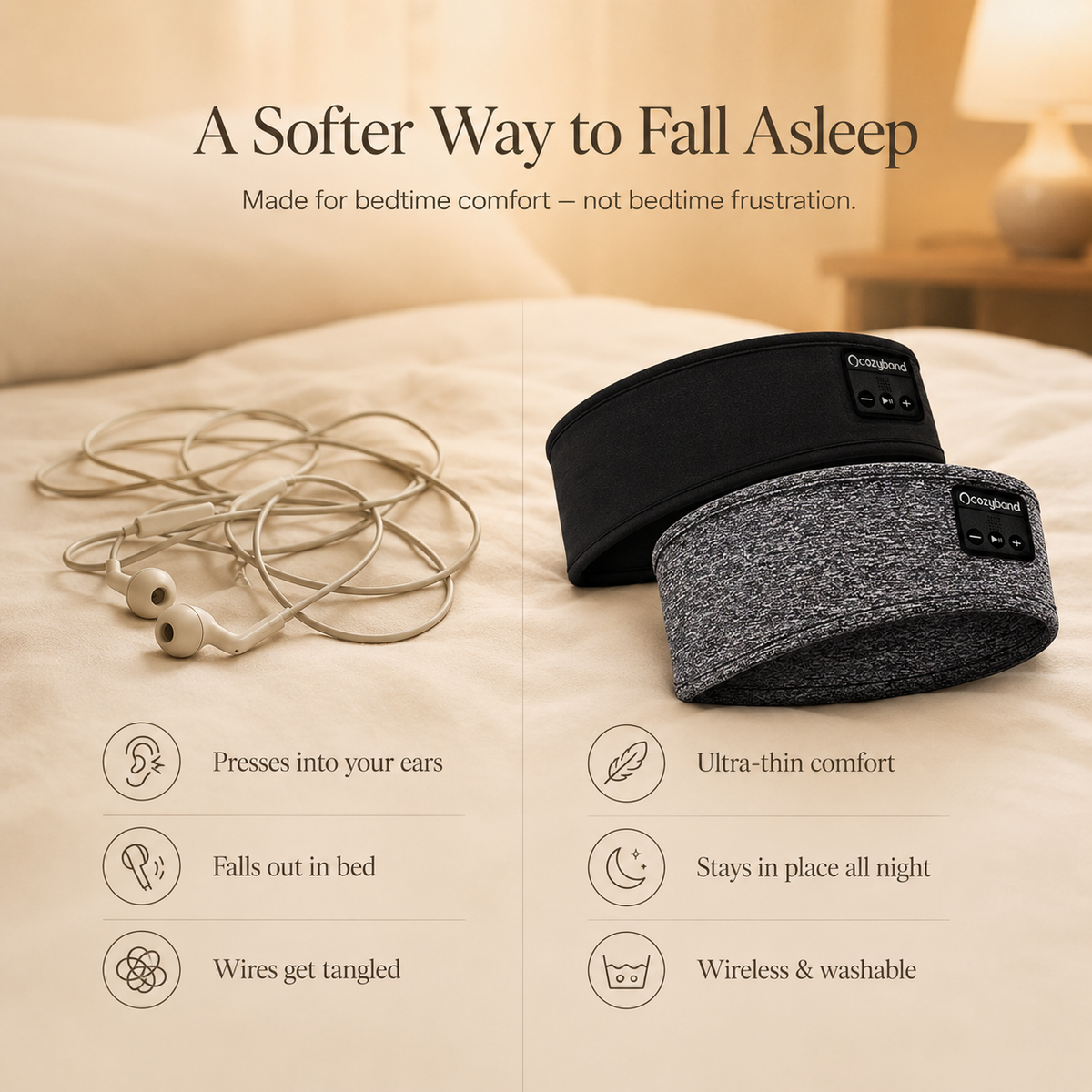 Bluetooth sleep headband compared with traditional earbuds