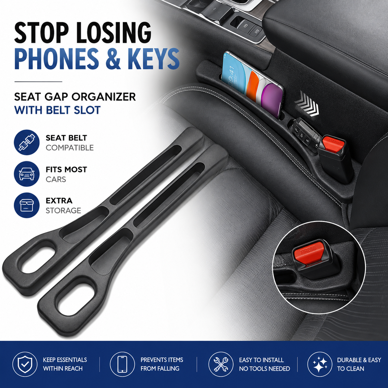 Car seat gap organizer cover image