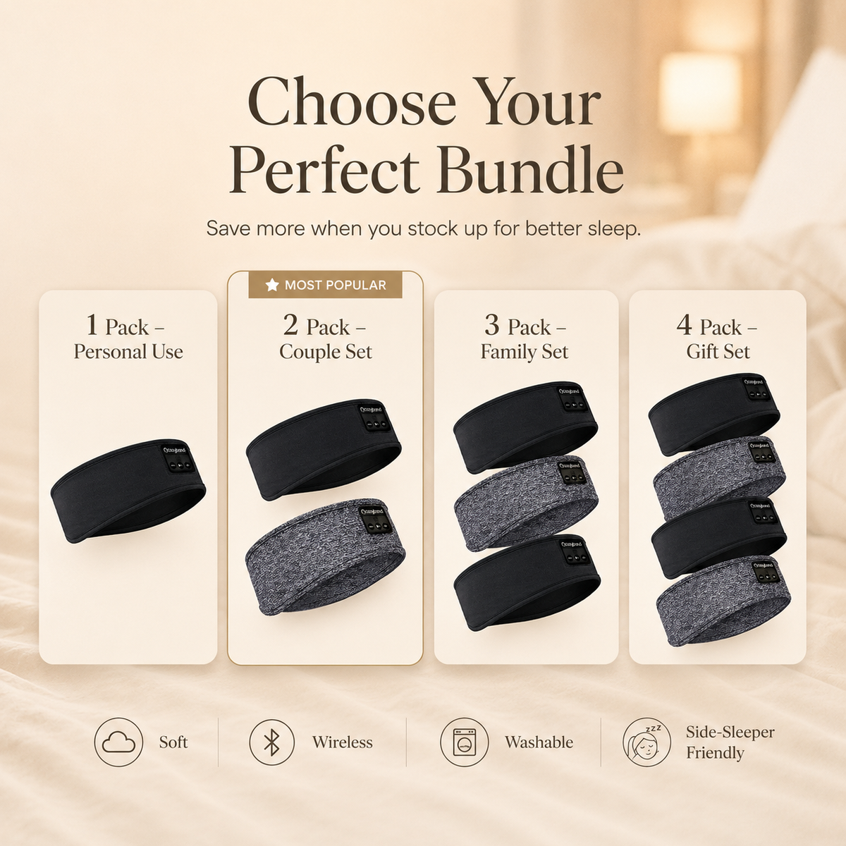 Bluetooth sleep headband bundle options